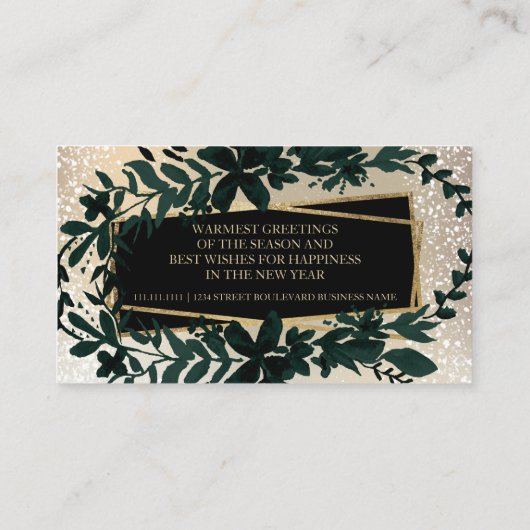 Gouden folie Bloemen sneeuw Kerstmis bedrijfswens Visitekaartje (Achterkant)