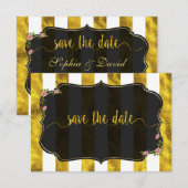 Gouden folie bloemen strepen trouwdatumkaart bruil kaart (Voorkant / Achterkant)