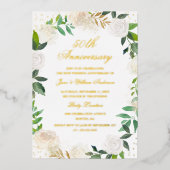 Gouden folie bloemenkrans jubileum uitnodiging (Voorkant)