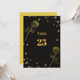 Gouden Folie Bloemrijke Rand Trouw Tafel Nummer Kaart
