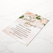 gouden Folie Blush Waterverf Bloemen Vrijgezellenf Folie Uitnodiging (Gedraaid)