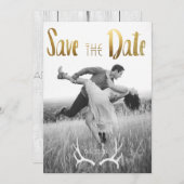 Gouden folie Bohemian Glamour | Foto De datum opsl Save The Date (Voorkant / Achterkant)