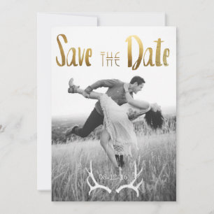 Gouden folie Bohemian Glamour   Foto De datum opsl Save The Date