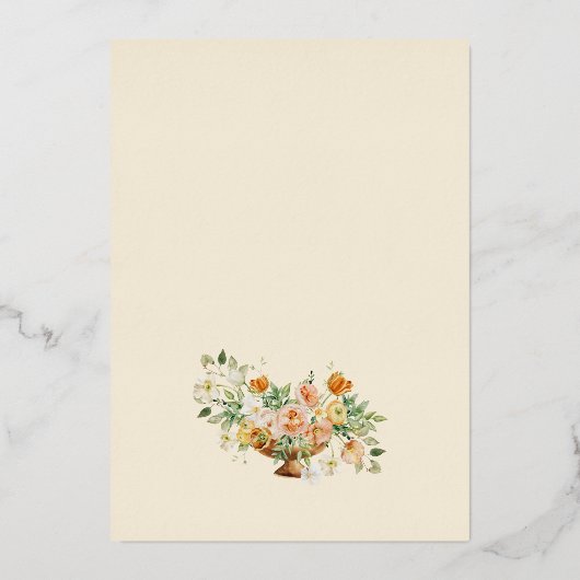 Gouden folie Boho bloemrijke brunch uitnodiging (Achterkant)