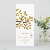 Gouden folie boom moderne bruiloft menukaart (Staand voorkant)