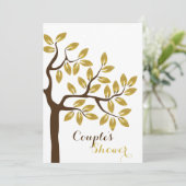 Gouden folie boom moderne koppels douche bruiloft kaart (Staand voorkant)