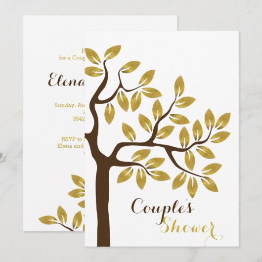 Gouden folie boom moderne koppels douche bruiloft kaart (Voorkant / Achterkant)