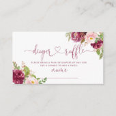 Gouden folie bordeaux bloemenluier loterij ticket informatiekaartje (Voorkant)