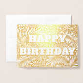 Gouden Folie Botanische Gelukkige Verjaardag Folie Kaarten (Voorkant met envelop)