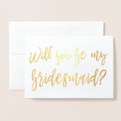 Gouden Folie Bruidsmeisje Kaarten (Voorkant met envelop)