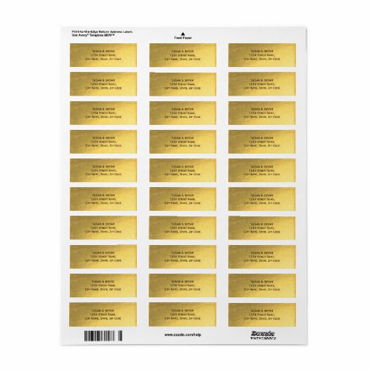 Gouden folie bruiloft adres label (Full Sheet)