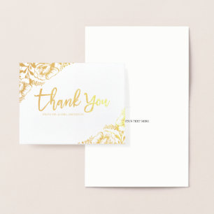 Gouden folie bruiloft bedankkaart met bloemen kaarten