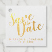 Gouden Folie Bruiloft Bewaar de Datum Bedankjes Labels (Voorkant)