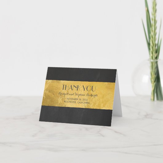 Gouden Folie Bruiloft Modern Bedankt (Voorkant)