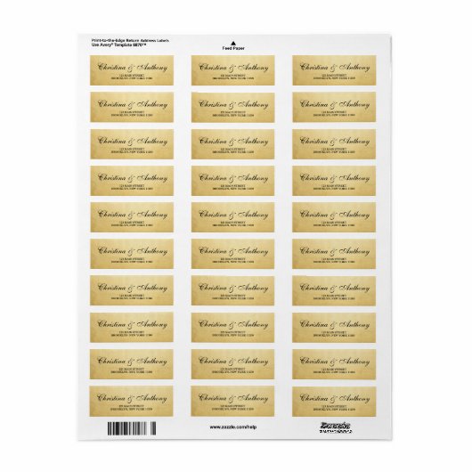 Gouden Folie Bruiloft Monogram Retouradres Labels (Full Sheet)