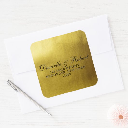Gouden Folie Bruiloft Monogram Retouradres Labels (Envelop)