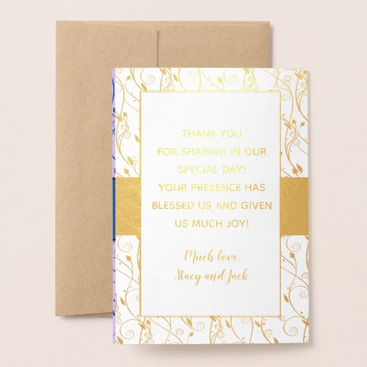 Gouden Folie BRUILOFT PROGRAMMA Blauw en Lila (Met envelop)