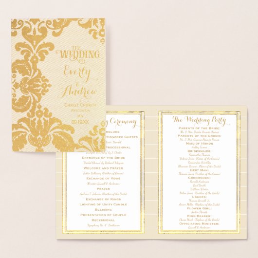 Gouden folie BRUILOFT PROGRAMMA Groot damast (Display)