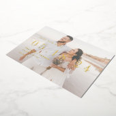 Gouden Folie Bruiloft Uniek Modern Save Our Date Q Folie Uitnodiging (Gedraaid)