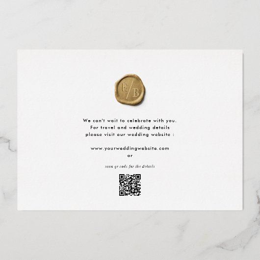 Gouden Folie Bruiloft Uniek Modern Save Our Date Q Folie Uitnodiging (Achterkant)