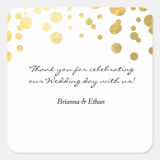 Gouden Folie Bruiloft Witte Favor Sticker Labels (Voorkant)