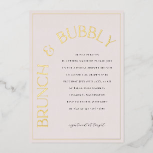 Gouden Folie Brunch & Bubbels Bruidsuitnodiging Uitnodiging