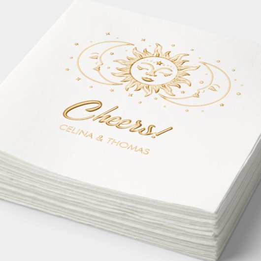Gouden Folie Celestial Gepersonaliseerde Trouwserv Servetten (Detail)