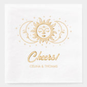 Gouden Folie Celestial Gepersonaliseerde Trouwserv Servetten (Voorkant)