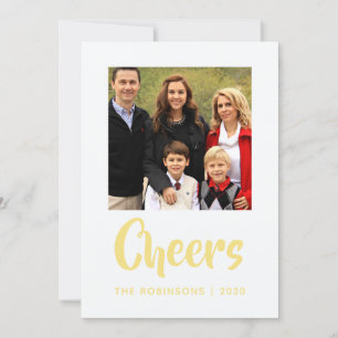 Gouden Folie Chevron Kerst Groeten familie foto Feestdagenkaart