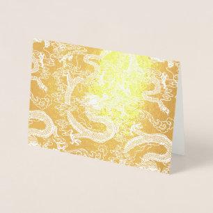 Gouden Folie Chinese Draak Patroon Kaarten