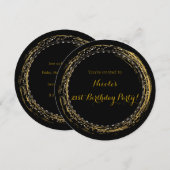 Gouden Folie Chique Sparkle Glamour Cirkel Uitnodi Kaart (Voorkant / Achterkant)