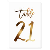 Gouden folie chique trouwtafel nummer | Tabel 21 Kaart (Achterkant)