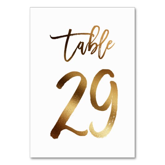 Gouden folie chique trouwtafel nummer | Tabel 29 Kaart (Voorkant)