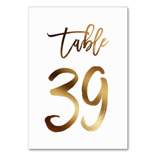 Gouden folie chique trouwtafel nummer | Tabel 39 Kaart (Voorkant)
