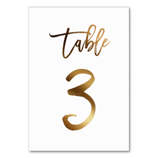Gouden folie chique trouwtafel nummer | Tabel 3 Kaart (Voorkant)