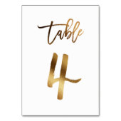 Gouden folie chique trouwtafel nummer | Tabel 4 Kaart (Achterkant)