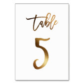 Gouden folie chique trouwtafel nummer | Tabel 5 Kaart (Voorkant)