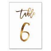 Gouden folie chique trouwtafel nummer | Tabel 6 Kaart (Voorkant)