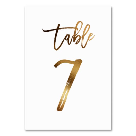 Gouden folie chique trouwtafel nummer | Tabel 7 Kaart (Achterkant)