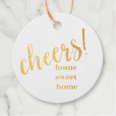 Gouden folie cirkel - "Proost! Home Sweet Home" Bedankjes Labels (Voorkant)