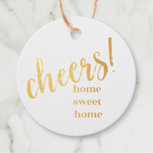 Gouden folie cirkel - "Proost! Home Sweet Home" Bedankjes Labels (Voorkant)
