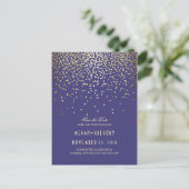 Gouden folie confetti Navy Save the Date Aankondigingskaart (Staand voorkant)