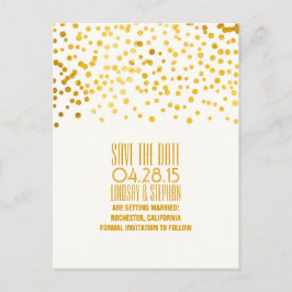 Gouden folie confetti romantisch Save the Date Aankondigingskaart