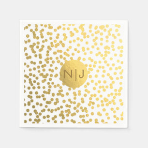 Gouden Folie Confetti Stippen Glam Moderne Trouwfe Servetten