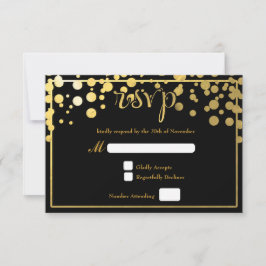 Gouden Folie Confetti Stippen Trouw RSVP Kaart