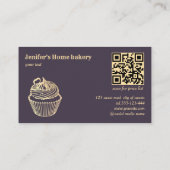  gouden folie cupcake bakkerij QR code Visitekaartje (Achterkant)