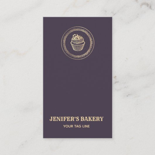  gouden folie cupcake bakkerij QR code Visitekaartje (Voorkant)
