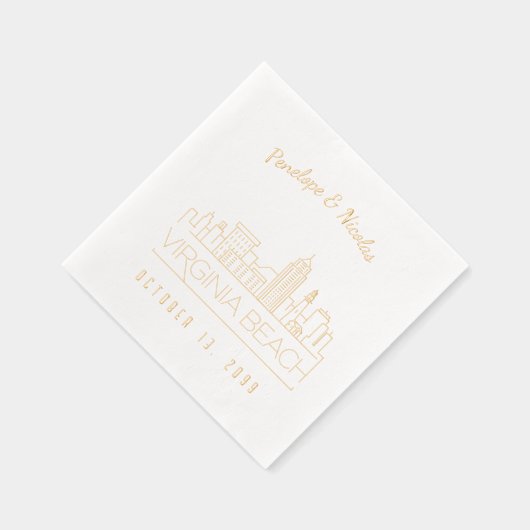 Gouden Folie Custom Virginia Beach bruiloft servet (Rechts)