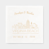 Gouden Folie Custom Virginia Beach bruiloft servet (Voorkant)