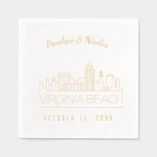 Gouden Folie Custom Virginia Beach bruiloft servet (Voorkant)